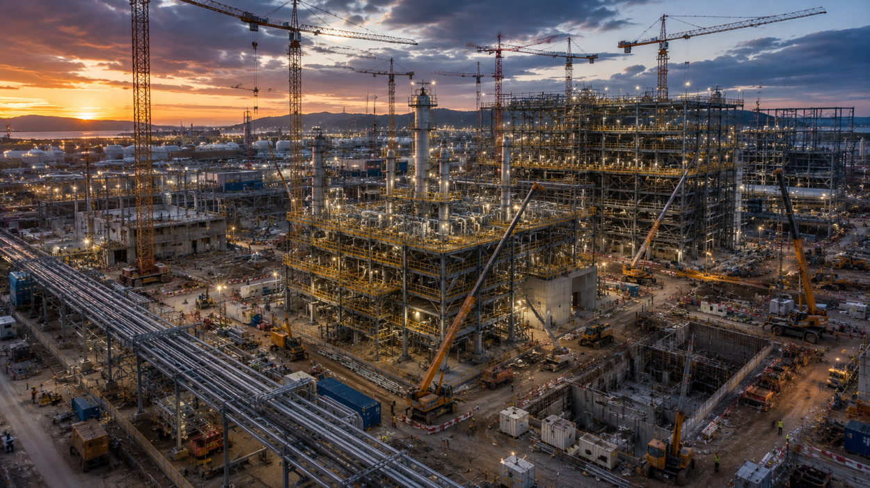 Grande progetto industriale multidisciplinare in fase di costruzione